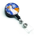 Carolines Treasures Whippet Winter Snowflakes Holiday Retractable Badge Reel LH9283BR